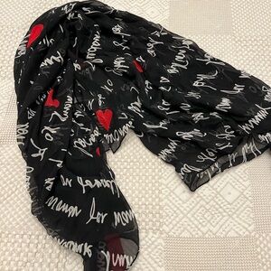 Diane Von Furstenberg Black and Red Textured Scarf